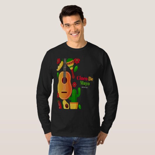 Cinco De Mayo Burritos  Mexico Tacos and Avocado   Tシャツ (正面フル)