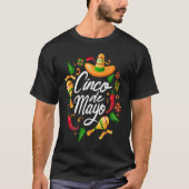 Cinco De Mayo Burritos  Mexico Tacos and Avocado   Tシャツ (正面)