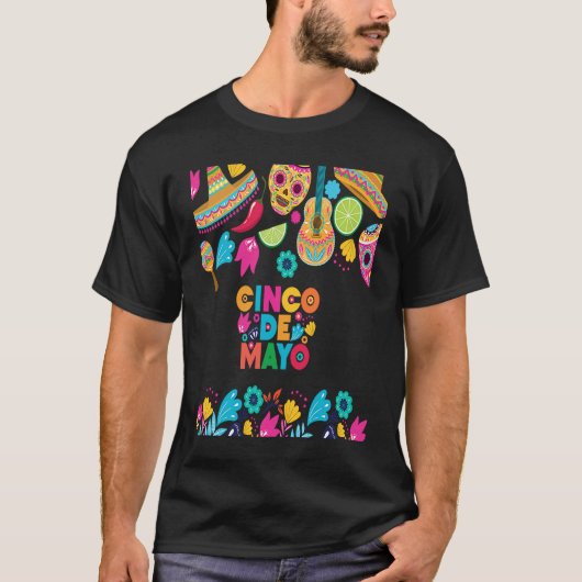 Cinco De Mayo Burritos  Mexico Tacos and Avocado   Tシャツ (正面)