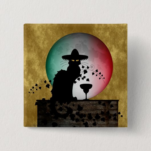 Cinco de Mayo Chat Noir / Gato Negro 缶バッジ (正面)