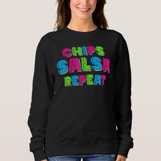 Cinco De Mayo Chips Salsa Repeat Boys Kids Women M スウェットシャツ (正面)