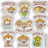 Cinco de Mayo - Cinco de Meow - Funny Cat STICKERS シール (正面)
