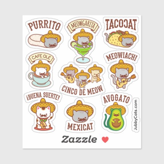 Cinco de Mayo - Cinco de Meow - Funny Cat STICKERS シール (シート)