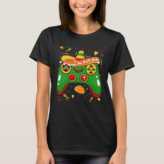 Cinco De Mayo Controller Gaming Gamer Mexico Fiest Tシャツ (正面)