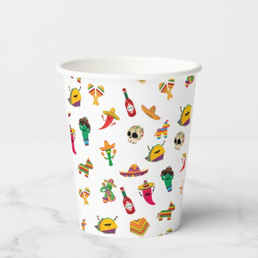 Cinco de Mayo Cups - Mexican Fiesta Pattern 紙コップ (裏面)