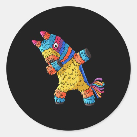 Cinco de Mayo Dabbing Donkey PinataおもしろいメキシコDa ラウンドシール (正面)