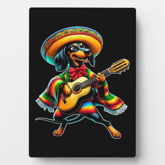 Cinco de Mayo Dachshund Mariachi Guitar フォトプラーク (正面)