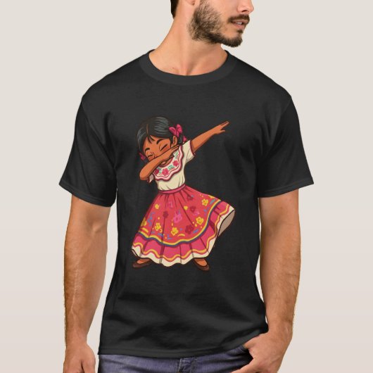Cinco de Mayo Dance Party Mexican Girl Dabbing Tシャツ (正面)