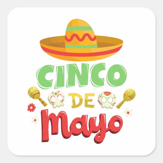Cinco de Mayo Day、Happy Cinco de mayo スクエアシール (正面)