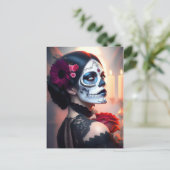 Cinco de Mayo Day of the Dead美しいwithバラART ポストカード (スタンド正面)