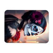 Cinco de Mayo Day of the Dead美しいwithバラART マグネット (横)