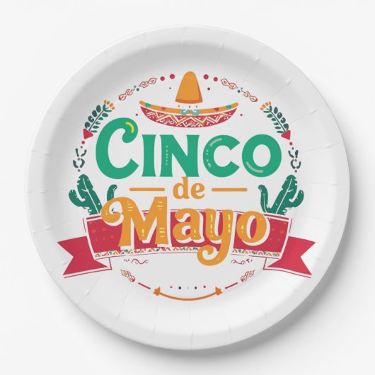 Cinco de Mayo Festive Fiesta Sombrero ペーパープレート (正面)