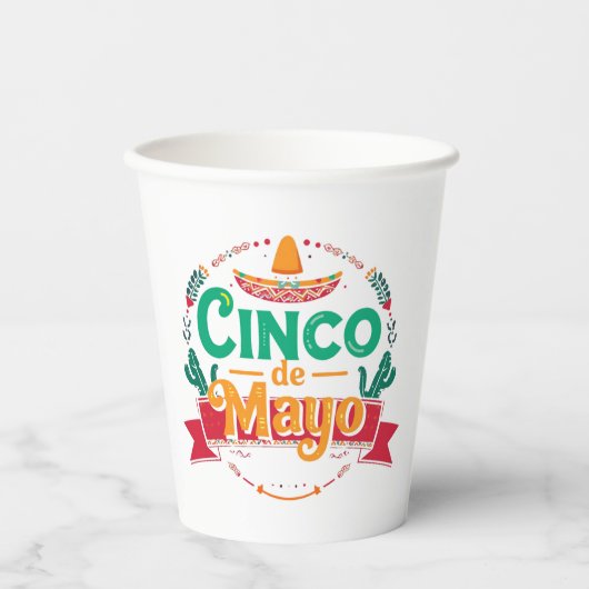 Cinco de Mayo Festive Fiesta Sombrero 紙コップ (正面)