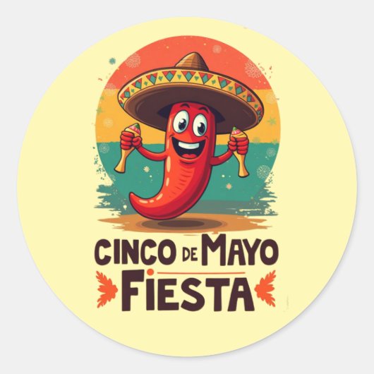 Cinco de Mayo Fiesta – スパイシー&おもしろいメキシコパーティー ラウンドシール (正面)