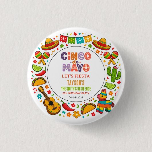 Cinco de Mayo Fiesta – Colorful Party Celebration 缶バッジ (正面)