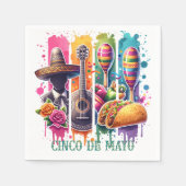 Cinco de Mayo Fiesta Paper Napkins スタンダードカクテルナプキン (正面)