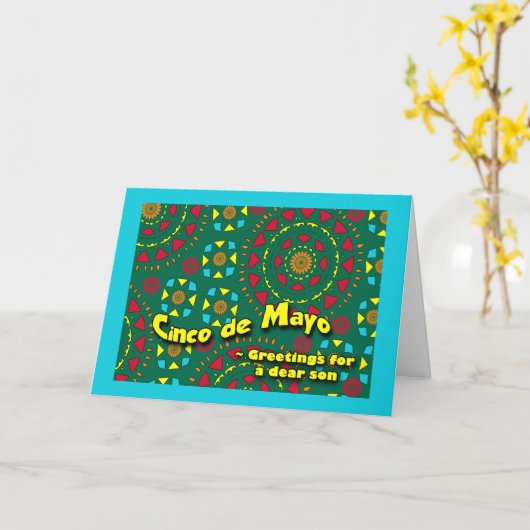 Cinco de Mayo for Son, カラフル Mosaic カード (黄色い花)