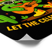 Cinco de mayo funny cactus sombrero strum danceCin ポスター (角)