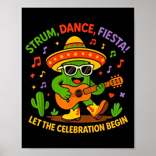 Cinco de mayo funny cactus sombrero strum danceCin ポスター (正面)