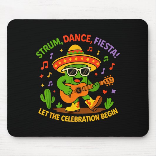 Cinco de mayo funny cactus sombrero strum danceCin マウスパッド (正面)