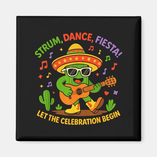 Cinco de mayo funny cactus sombrero strum danceCin マグネット (正面)