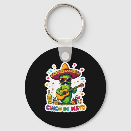 Cinco de mayo funny mexican cactus sunglassesCinco キーホルダー (正面)