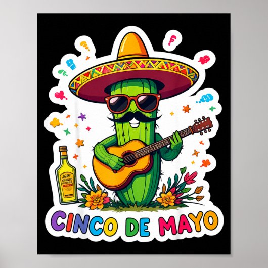 Cinco de mayo funny mexican cactus sunglassesCinco ポスター (正面)