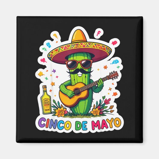 Cinco de mayo funny mexican cactus sunglassesCinco マグネット (正面)