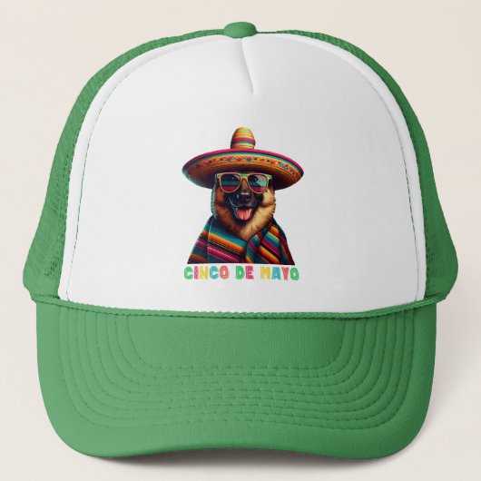 Cinco De Mayo German Shepherd With Poncho Somberro キャップ (正面)