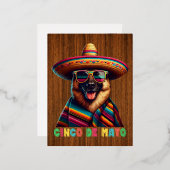 Cinco De Mayo German Shepherd With Poncho Somberro 箔シーズンポストカード (正面/裏面)