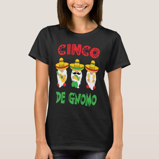 Cinco De Mayo Gnomo 3 Fiesta Gnomes Eat Tacos Tres Tシャツ (正面)