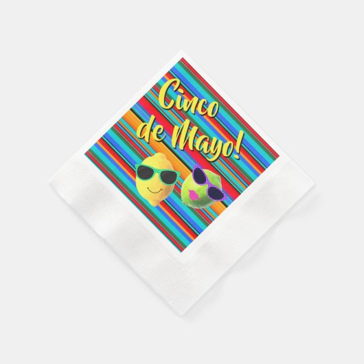 Cinco de Mayo Lemon Lime Paper Napkin 縁ありカクテルナプキン (角)