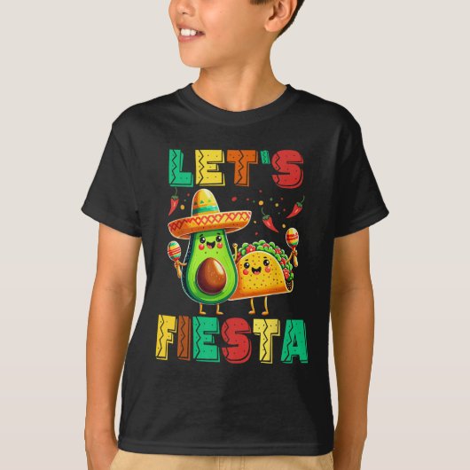 Cinco De Mayo Letsフィエスタアボカドとタコスチンコ Tシャツ (正面)