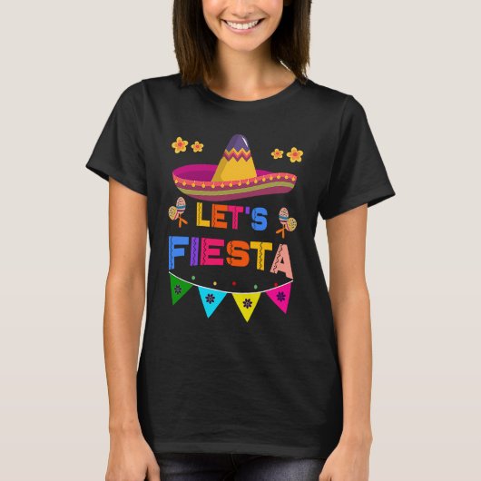 Cinco De Mayo Let's Fiesta Cactus Sombrero Hat Tシャツ (正面)