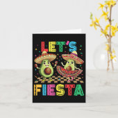 Cinco De Mayo Lets Fiesta Mexican おもしろい Avocado Me カード (黄色い花)
