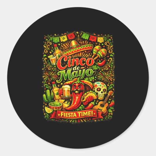 Cinco de mayo let's fiesta mexican party cinco deC ラウンドシール (正面)