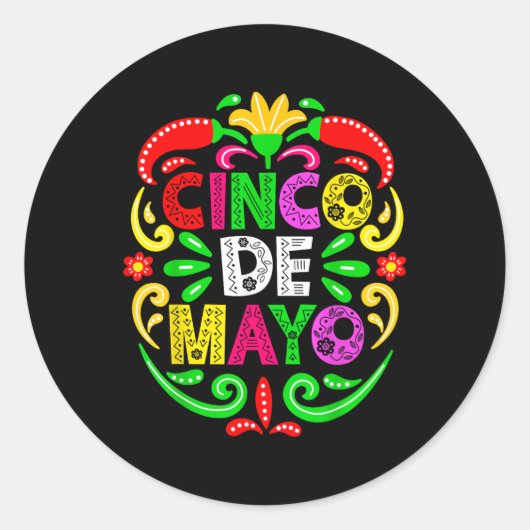 Cinco De Mayo Lets Fiesta Squad 5 De Mayo Mexican ラウンドシール (正面)