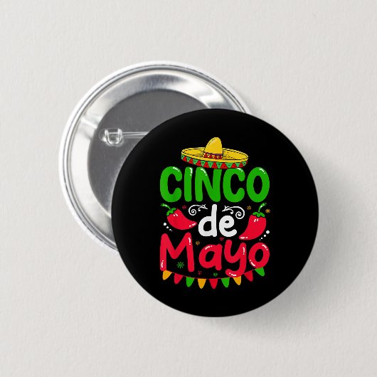 Cinco De Mayo Lets Fiesta Squad 5 De Mayo Mexican 缶バッジ (正面&裏面)