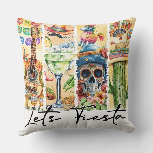 Cinco de Mayo Let's Fiesta Square Throw Pillow クッション (裏面)