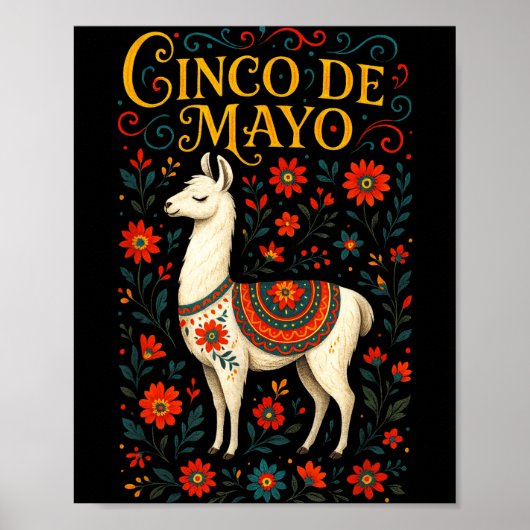 Cinco de mayo - llama party celebration art  ポスター (正面)