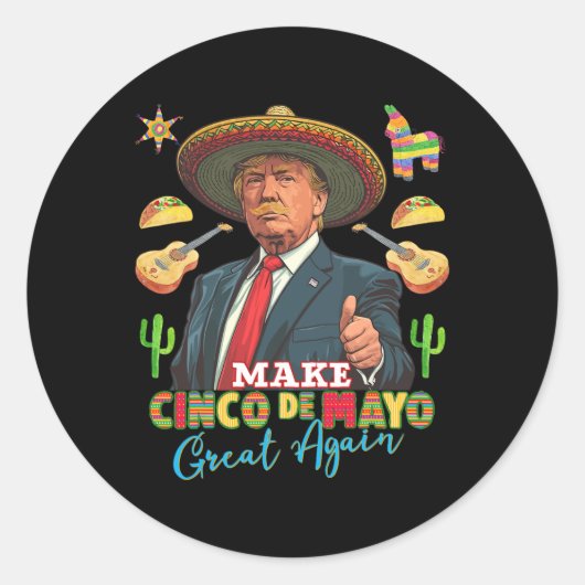 Cinco De Mayo Make Cinco De Mayo Again Donal ラウンドシール (正面)