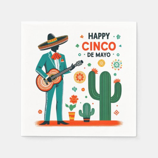 Cinco de mayo mariachi – メキシコプライド スタンダードカクテルナプキン (正面)