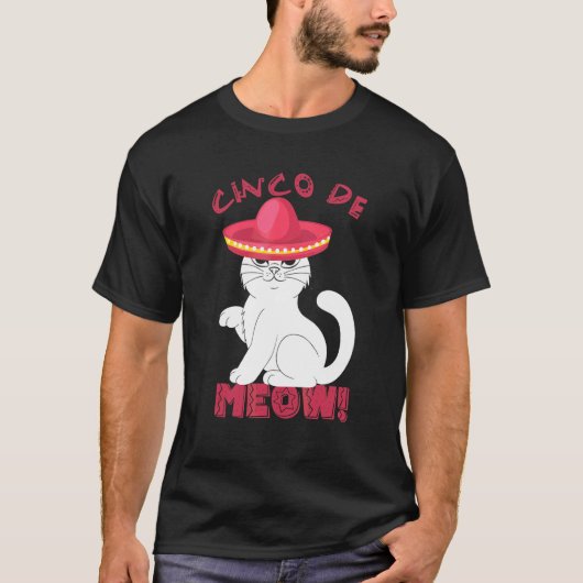 Cinco De Mayo Meow Cat Boys Kids Women Men Mexican Tシャツ (正面)