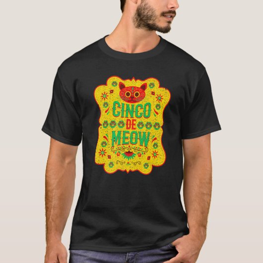 Cinco De Mayo Meow Cat Boys Women Men Mexican Fies Tシャツ (正面)