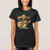 Cinco De Mayo Mexican Avocado Playing Guitar Sombr Tシャツ (正面)