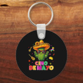Cinco de mayo mexican cactus funny lets fiestaCinc キーホルダー (正面)