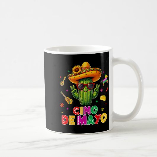 Cinco de mayo mexican cactus funny lets fiestaCinc コーヒーマグカップ (右)