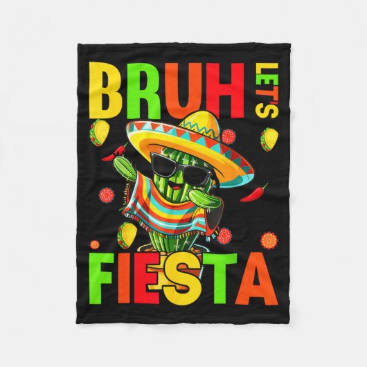 Cinco de mayo mexican cactus funny lets fiestaCinc フリースブランケット (正面)