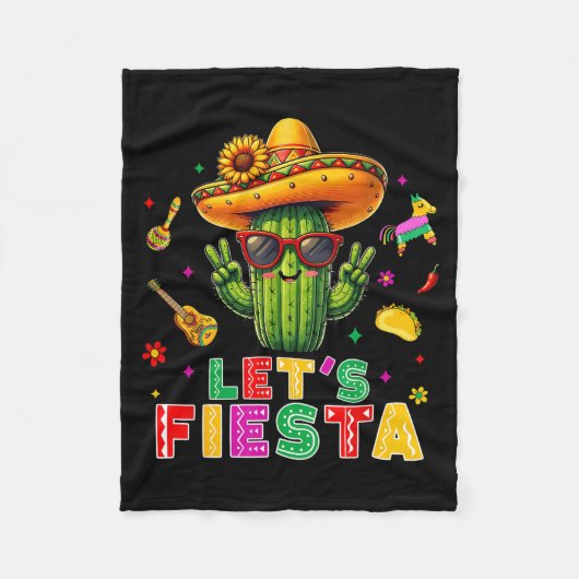 Cinco de mayo mexican cactus funny lets fiestaCinc フリースブランケット (正面)