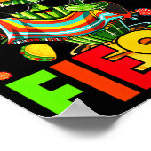 Cinco de mayo mexican cactus funny lets fiestaCinc ポスター (角)